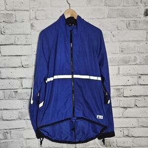 Rare Vintage MEC Cycling Jacket L – Reflective Stripes, Blue Shell